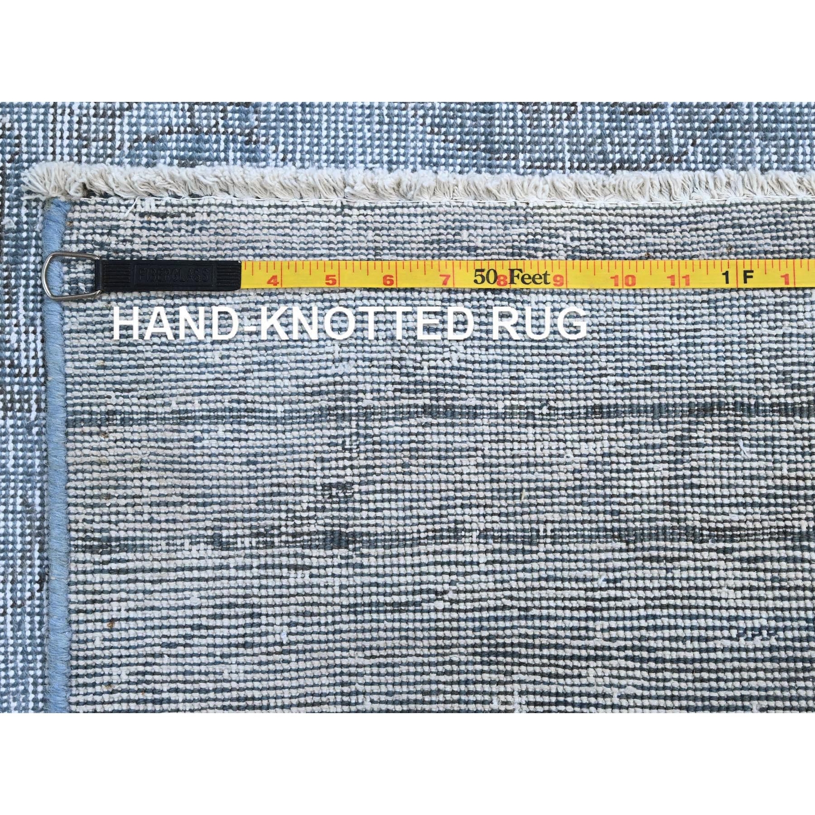 9’x11’8″ Blue Hand Knotted Overdyed Vintage Zoroastrian Tebraz Wool Rug R85539