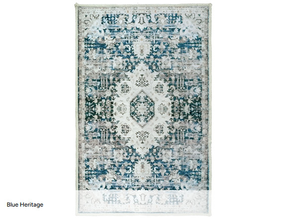 KATHY IRELAND SOFT BRUSHED FLANNEL WASHABLE RUG LATEX 20″ X 32″ – BLUE HERITAGE