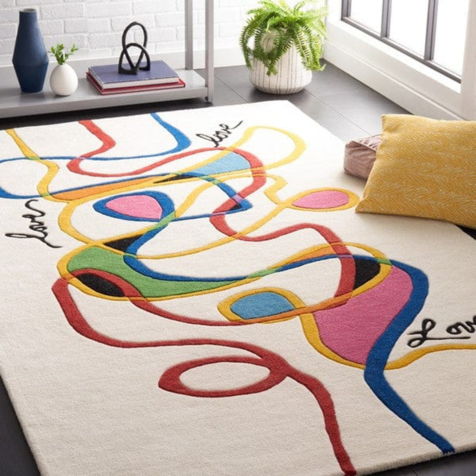 Modern Abstract Design Handmade Hand Tufted Woollen Area Rug, Custom Size Rugs