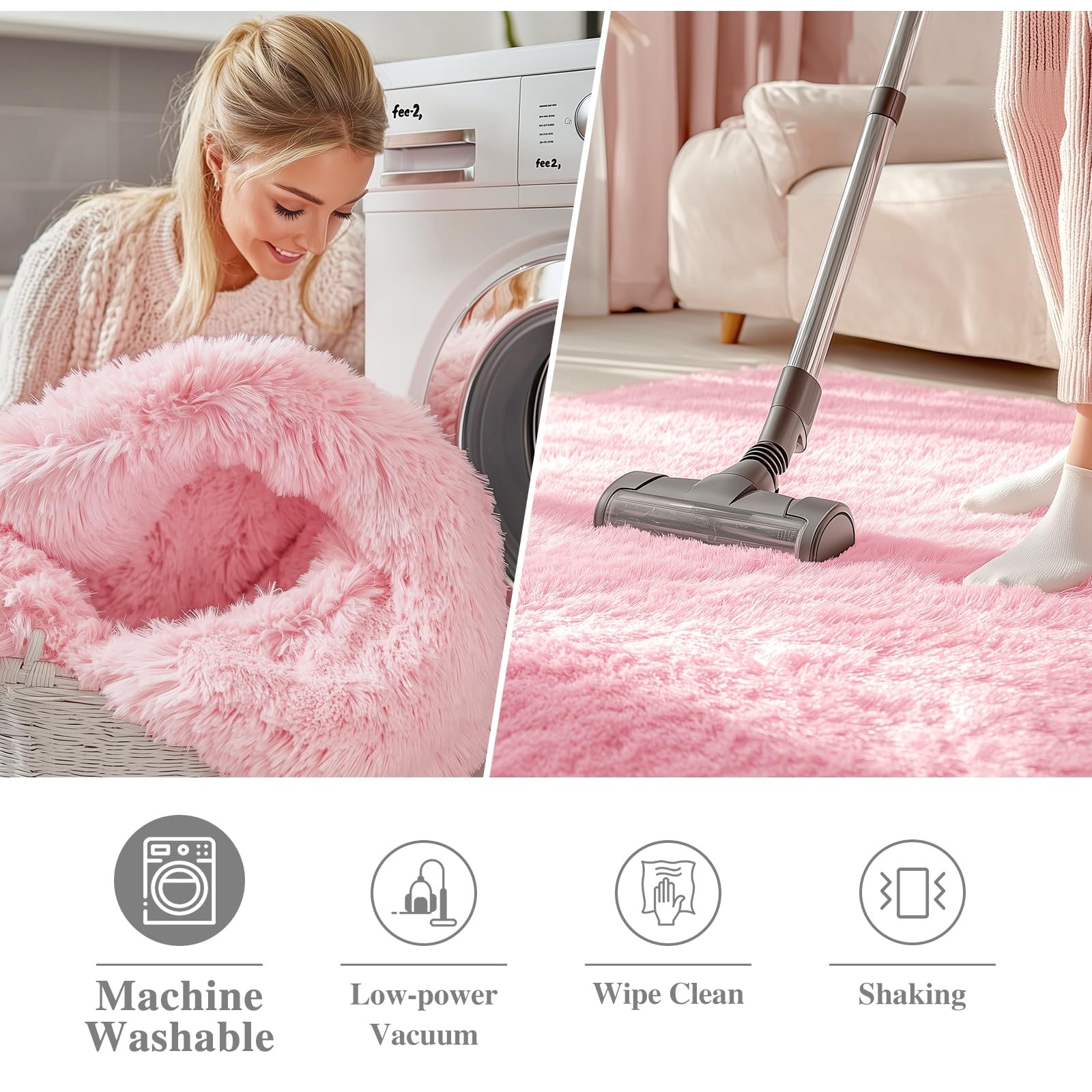 Pink Round Rugs For Bedroom – Machine Washable, 4 Ft Circle Area Rugs For Living