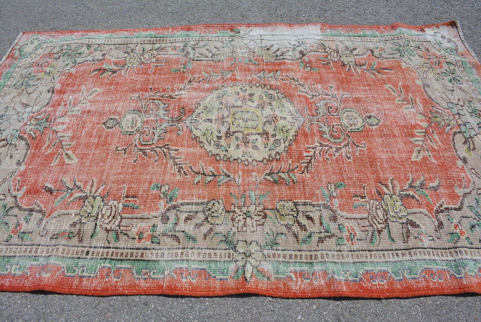 Turkish Rug, Large 5,4×8,8 ft Vintage Rug, Red Solid Wool Rug