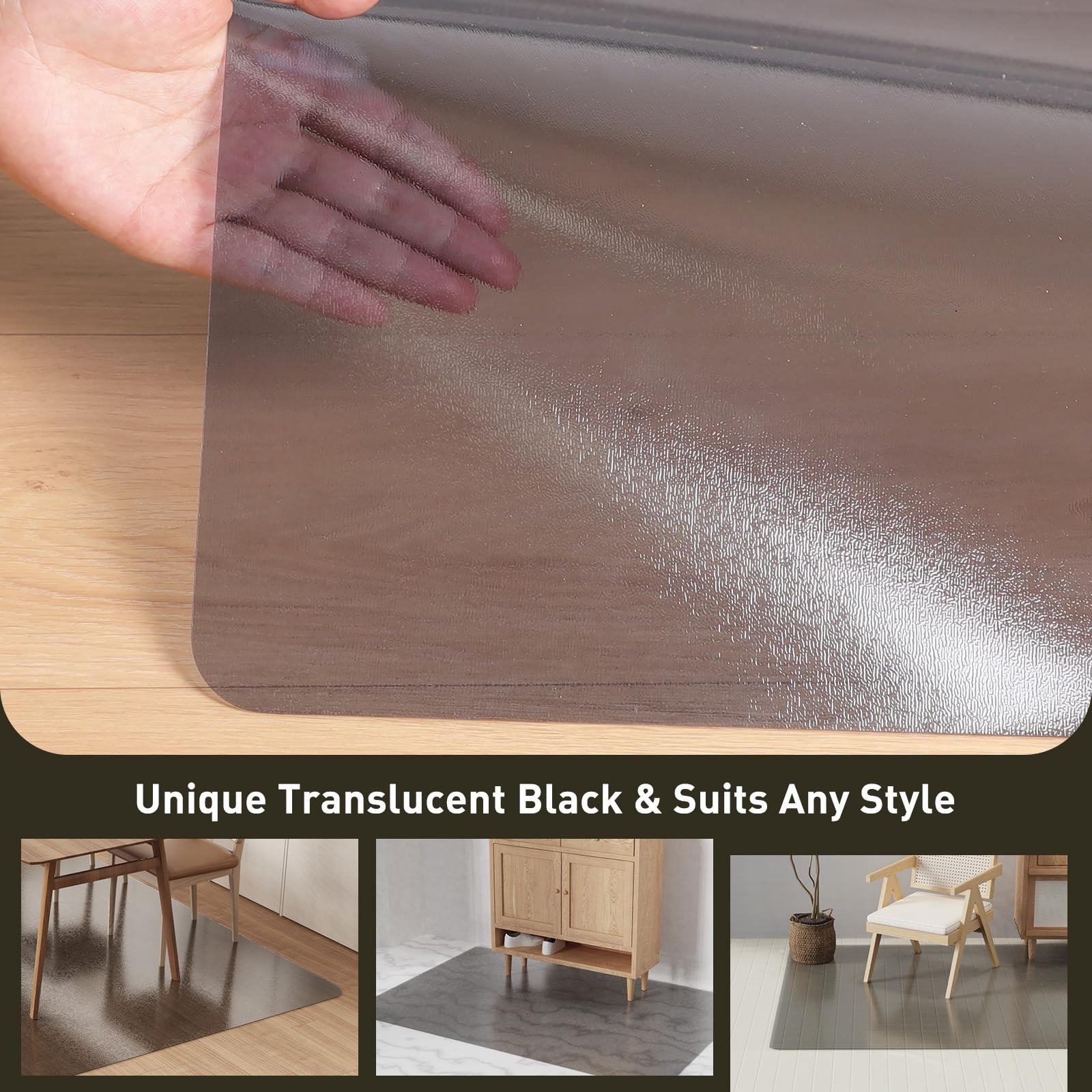 Area Floor Mat for Home, 4’×6′ Translucent Black No Slip Waterproof Vinyl Are…
