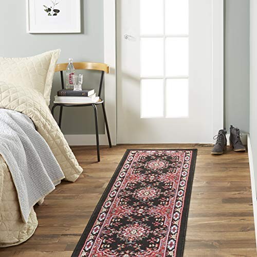 Home Dynamix Premium Sakarya Traditional Medallion Border Area Rug, Black,