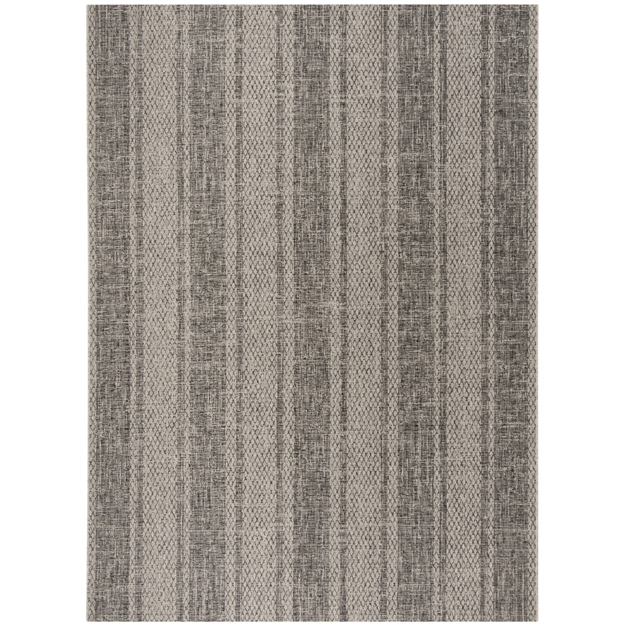 SAFAVIEH Outdoor CY8736-37612 Courtyard Light Grey / Black Rug
