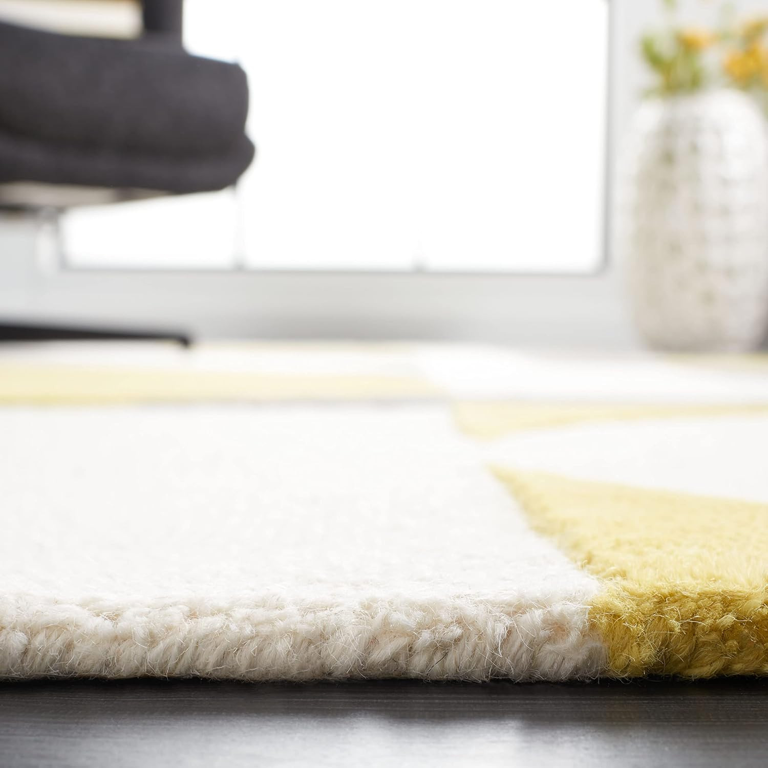 Rodeo Drive Collection Area Rug – 9′ X 12′, Grey & Gold, Handmade Mid-Century Mo