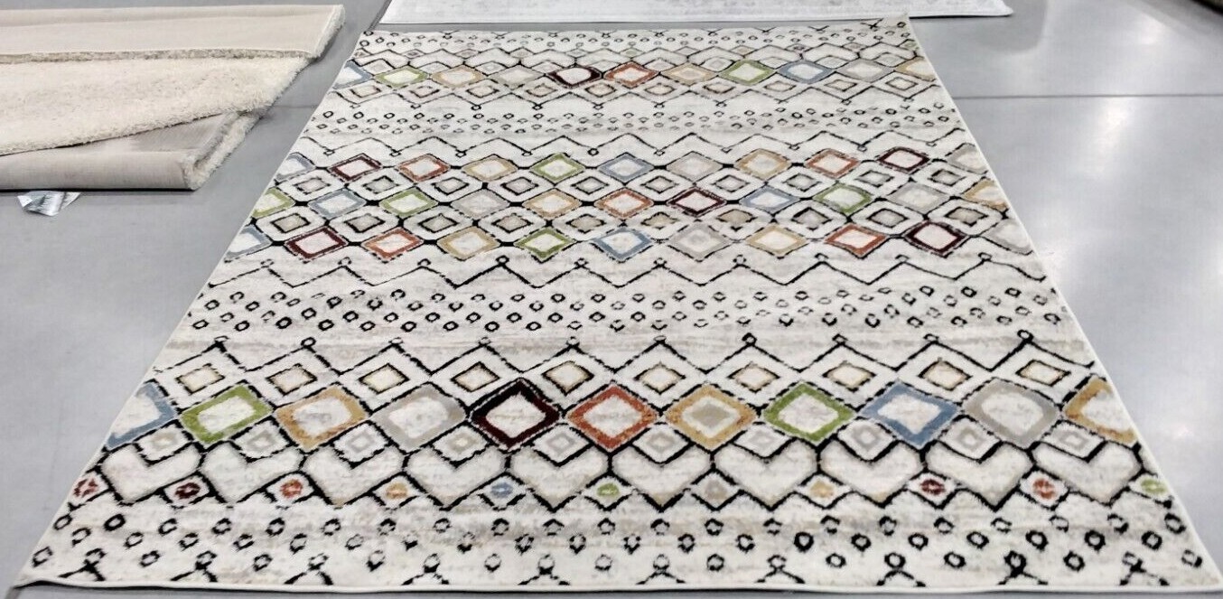 IVORY / MULTI 6′-7″ X 9′-2″ Loose Thread Rug, Reduced Price 1172723225 AMS108K-7