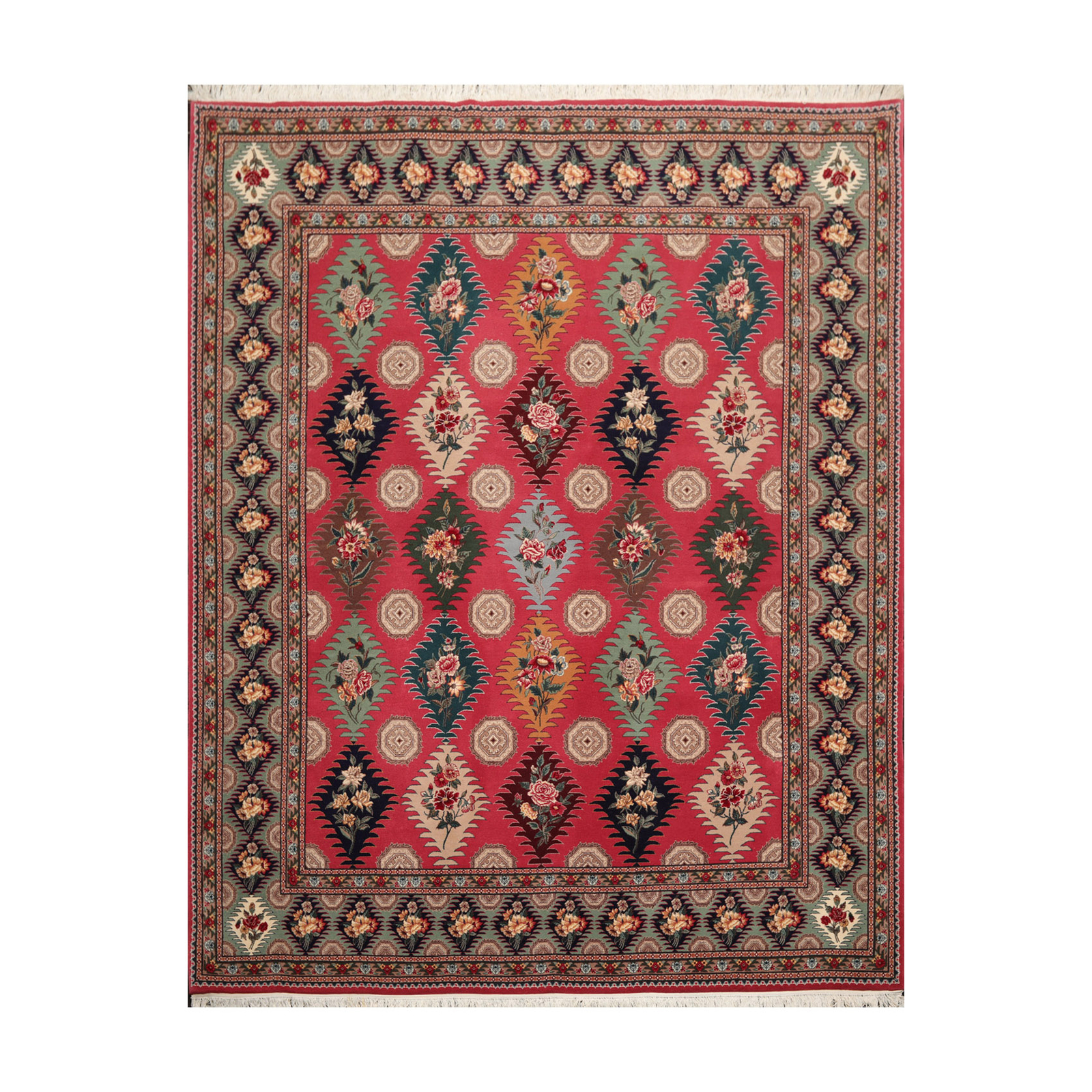 8’2″x9’10” Hand Knotted Wool & Silk PakPersian 16/18 300 KPSI Oriental Area Rug