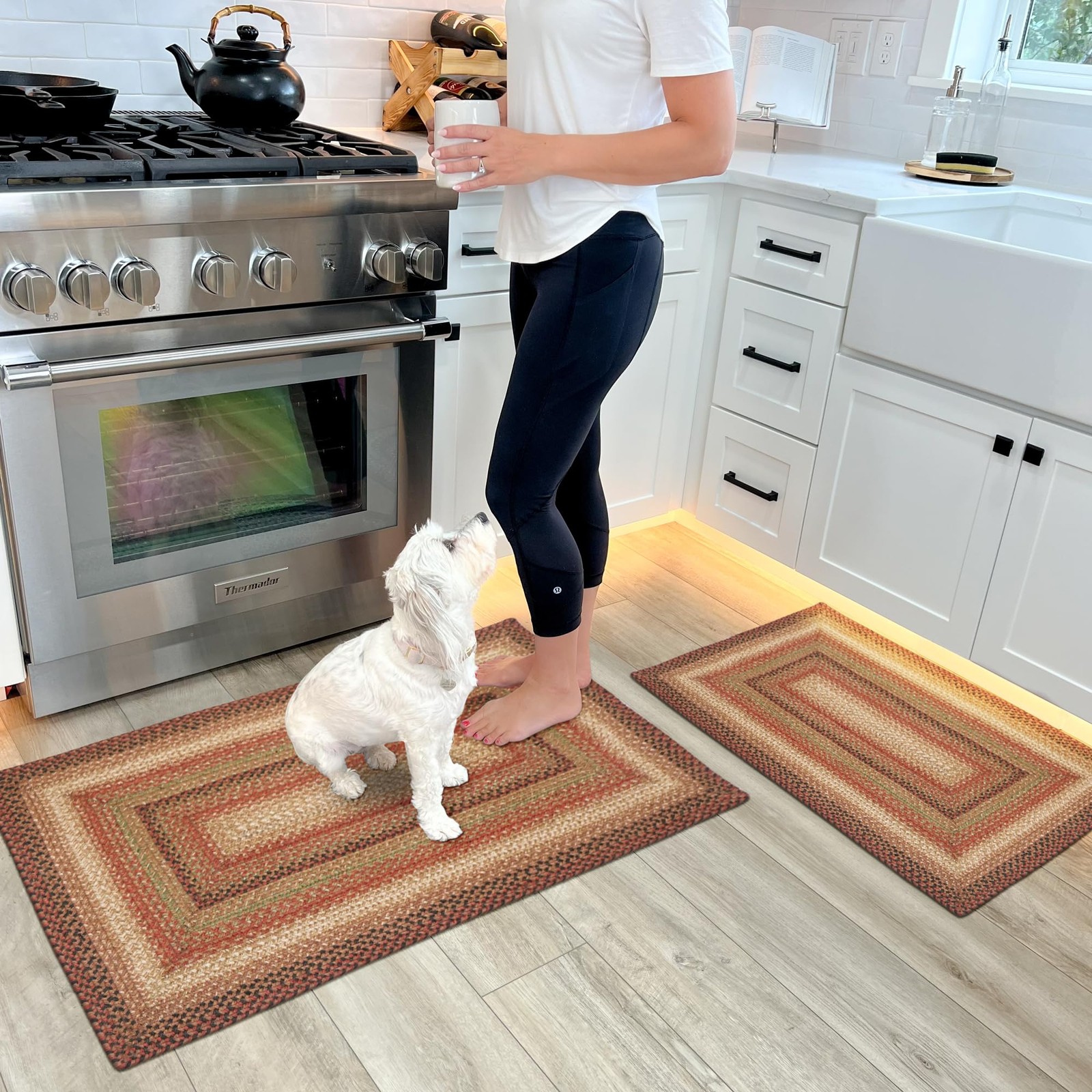 Jute Braided Rug, 20×30 Rectangle – Country Decor for Kitchen, Entryway