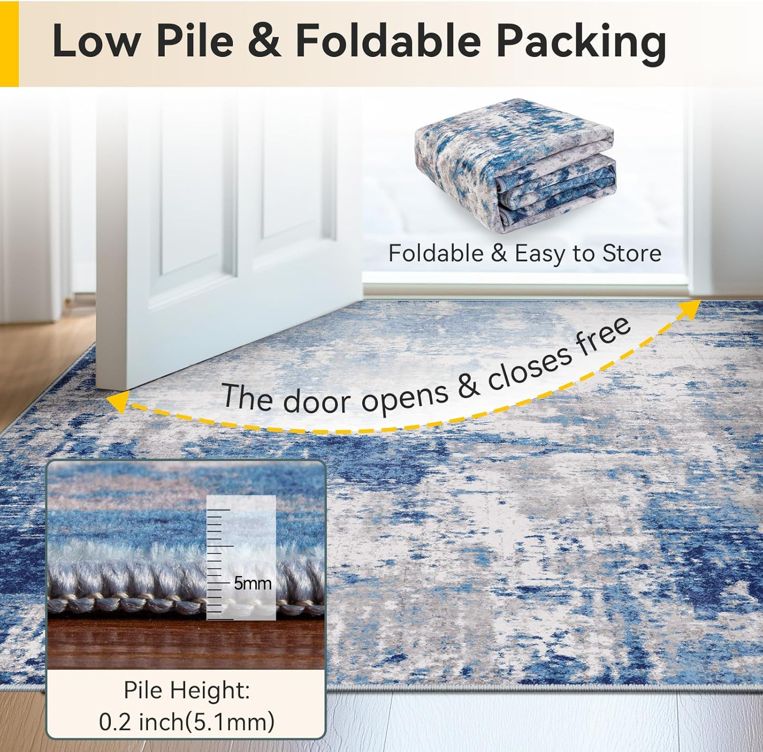 RELEANY Washable Area Rugs 5’X7′ Non-Slip Modern Abstract Soft for Living Room E