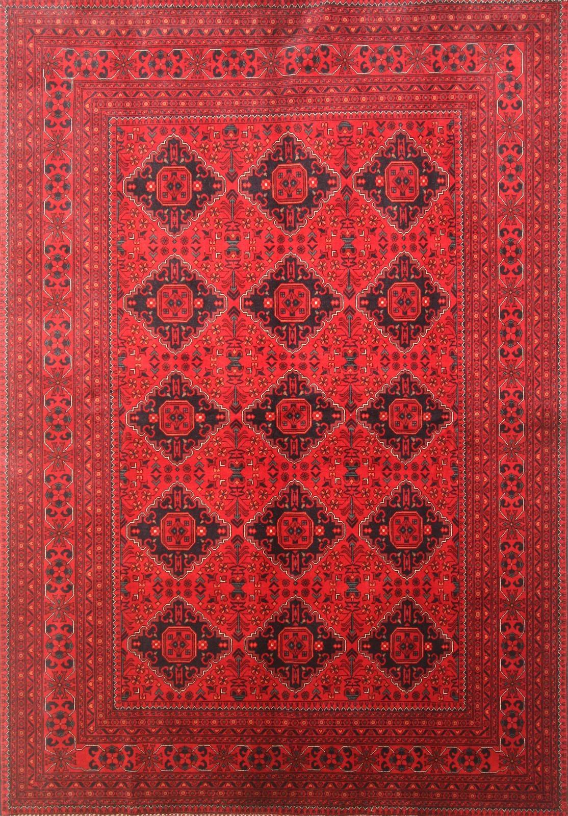 7×10 ft Red Khal Mohammadi Afghan Hand Knotted Wool Area Rug 6’7″x9’5″