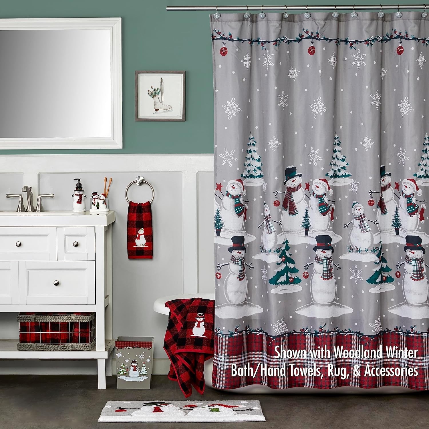 Hypoallergenic 30×20” Winter Snowman Rug for Bathroom & Kitchen Decor