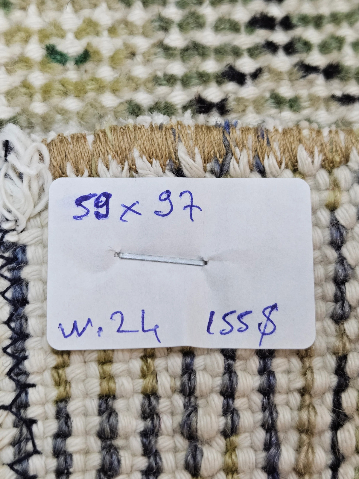Handwoven Wool Vintage Rug, Green Accent Rug (1.9 x 3.2 ft)