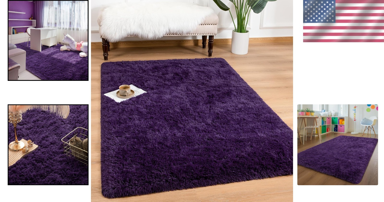 Elegant 3×5 Feet Purple Shag Carpet – Soft, Stain-Resistant, Family-Friendly