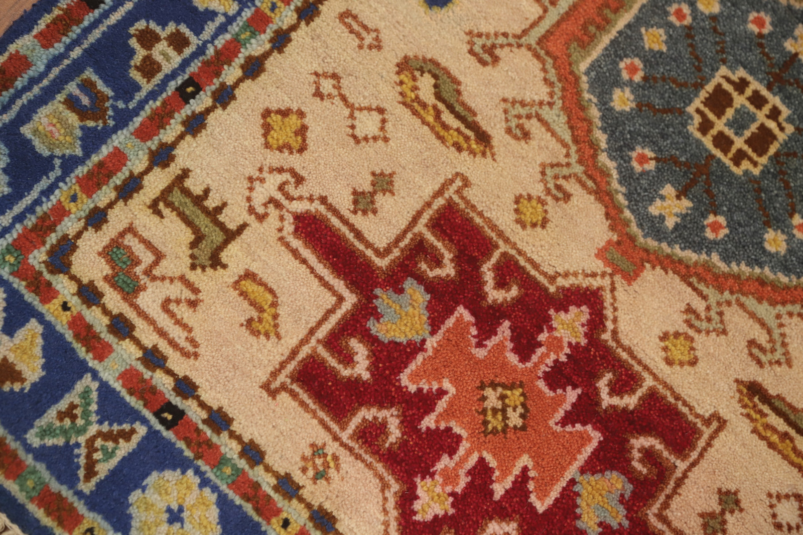 Handmade Peach Wool Carpet Geometric Kazak Indian Rug 3×5 Ft traditional Rug