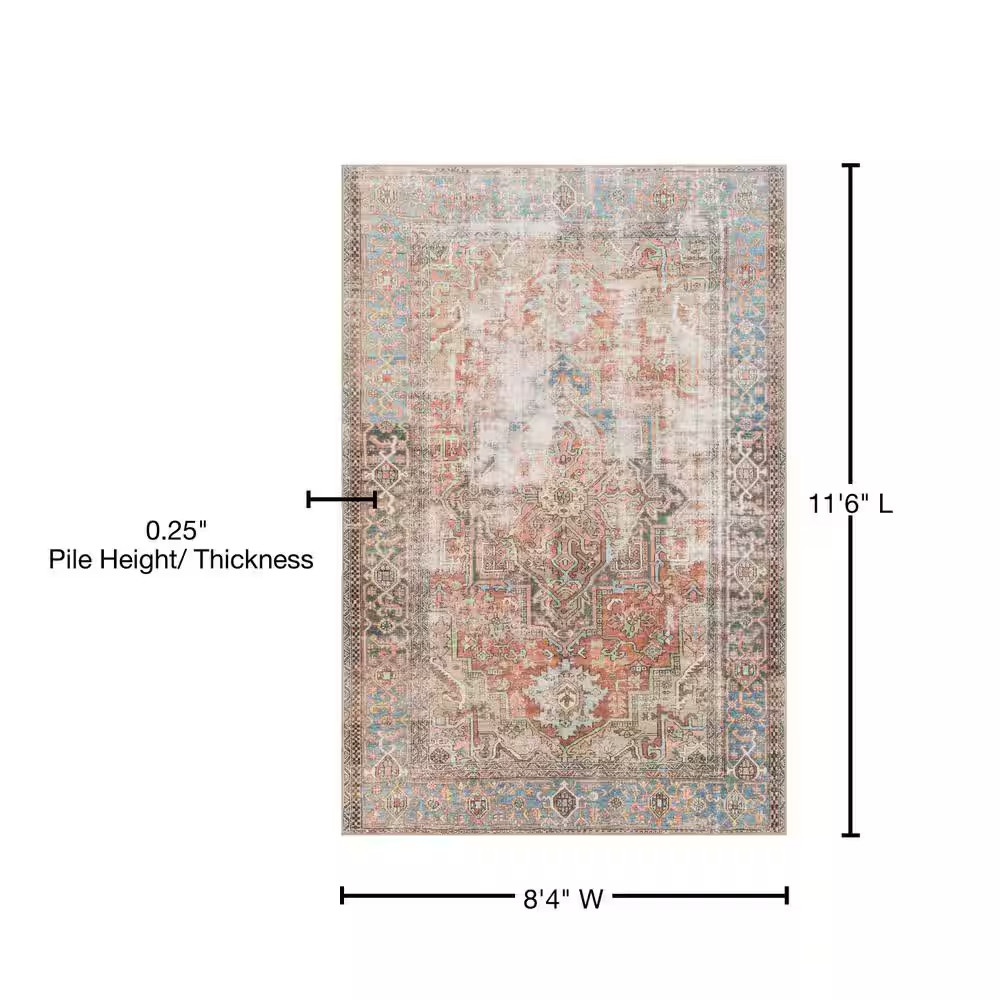 Loren Terracotta/Sky 8 Ft. 4 In. X 11 Ft. 6 In. Distressed Bohemian Printed Area