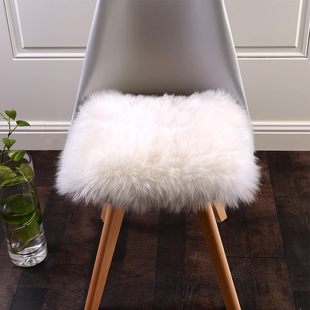Softlife White Faux Fur Sheepskin Chair Cover 6 Pcs Seat Cushion Pad Super Soft