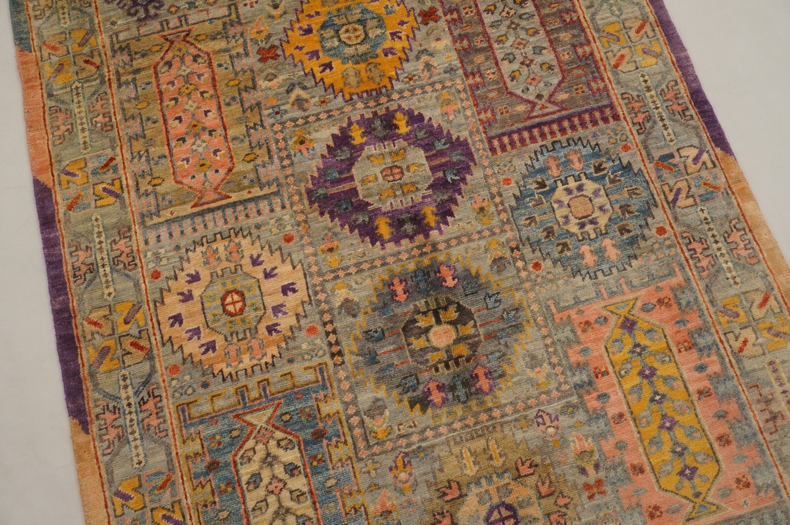 3×5 Blueish Gray Afghan Hand Knotted Bohemian Area Rug