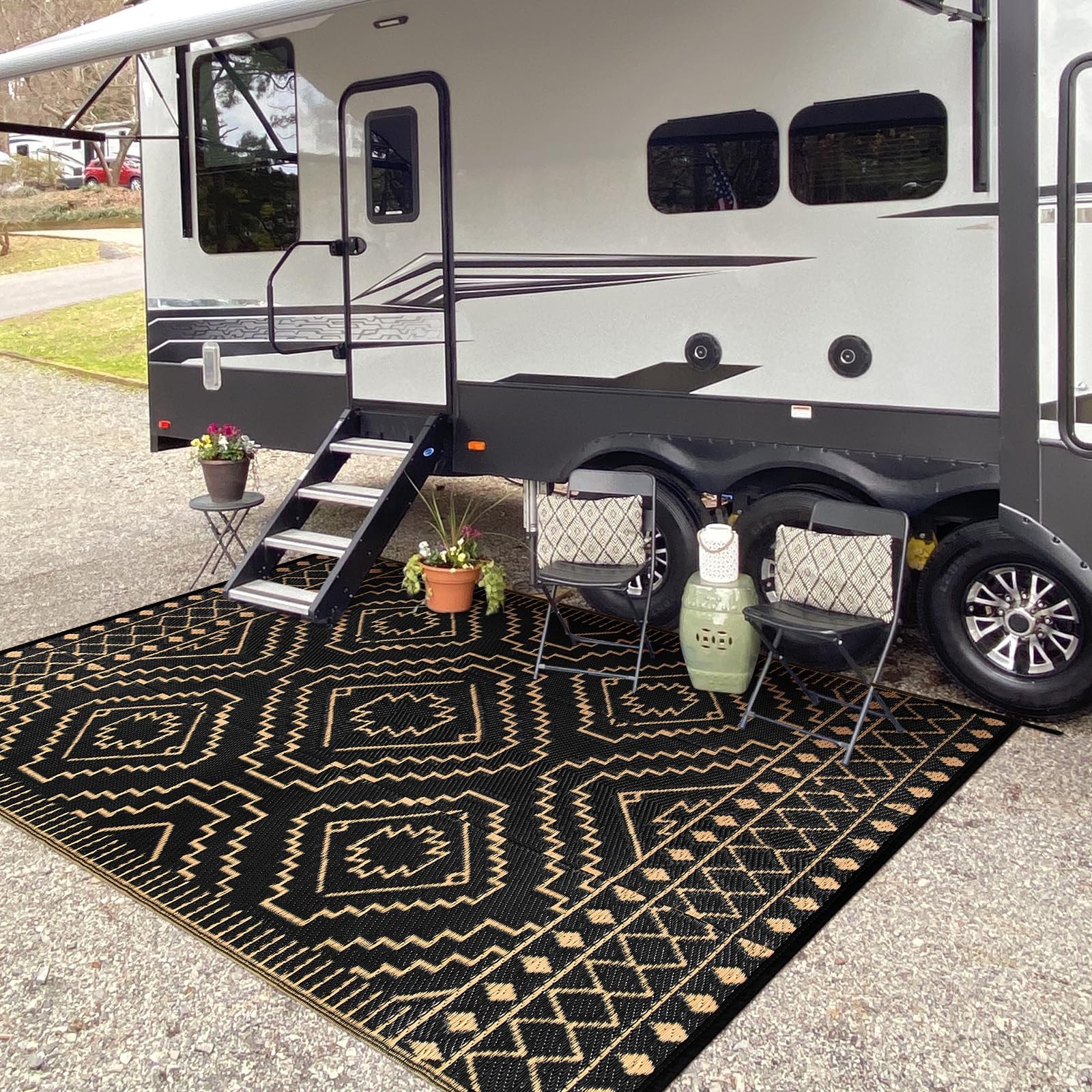 Waterproof 6×9 Outdoor Rug – Reversible Plastic Straw for Patio, Camping, RV, Mo