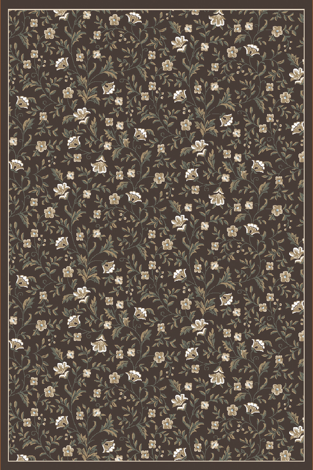 5×7 Radici Brown Leaves Vines Petals Bordered Area Rug 6674 – Aprx 5′ 3″ x 7′ 3″