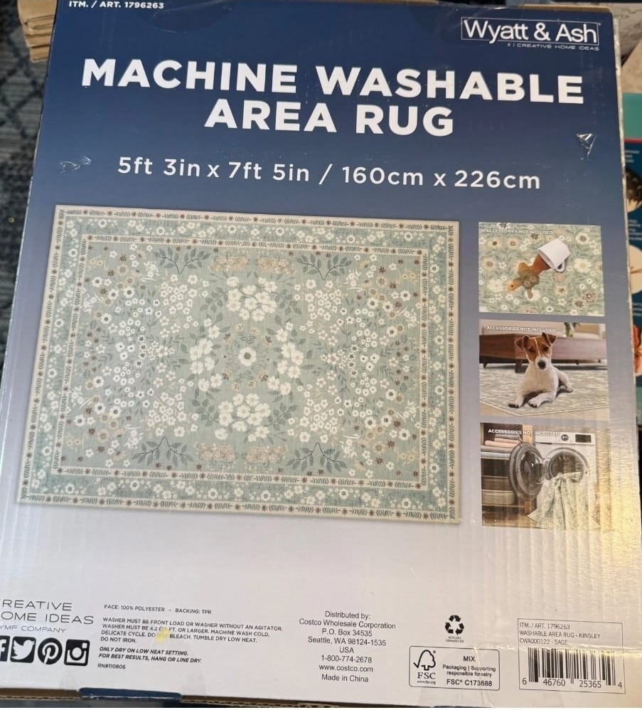 Wyatt & Ash Machine Washable Indoor Rug 5ft 3in x 7ft 5in New WITHOUT BOX Zinna