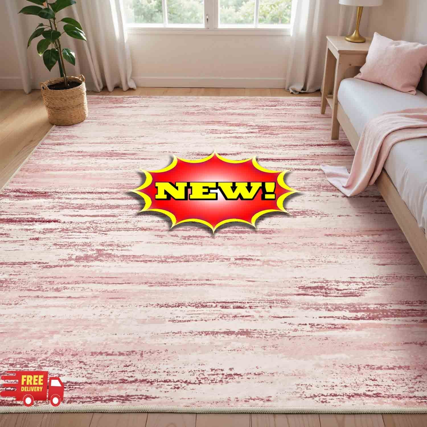 Alfombra rosa de 152 x 213 cm (5×7 pies) para sala de estar y dormitorio; ultra