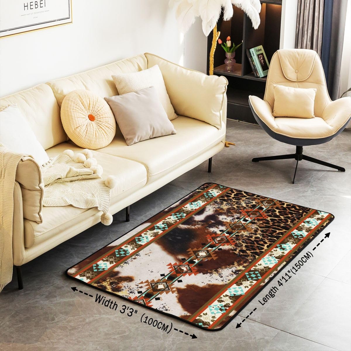 Erosebridal Cowhide Area Rug 3X5 Brown Leopard Print Rug Western Rugs Exotic