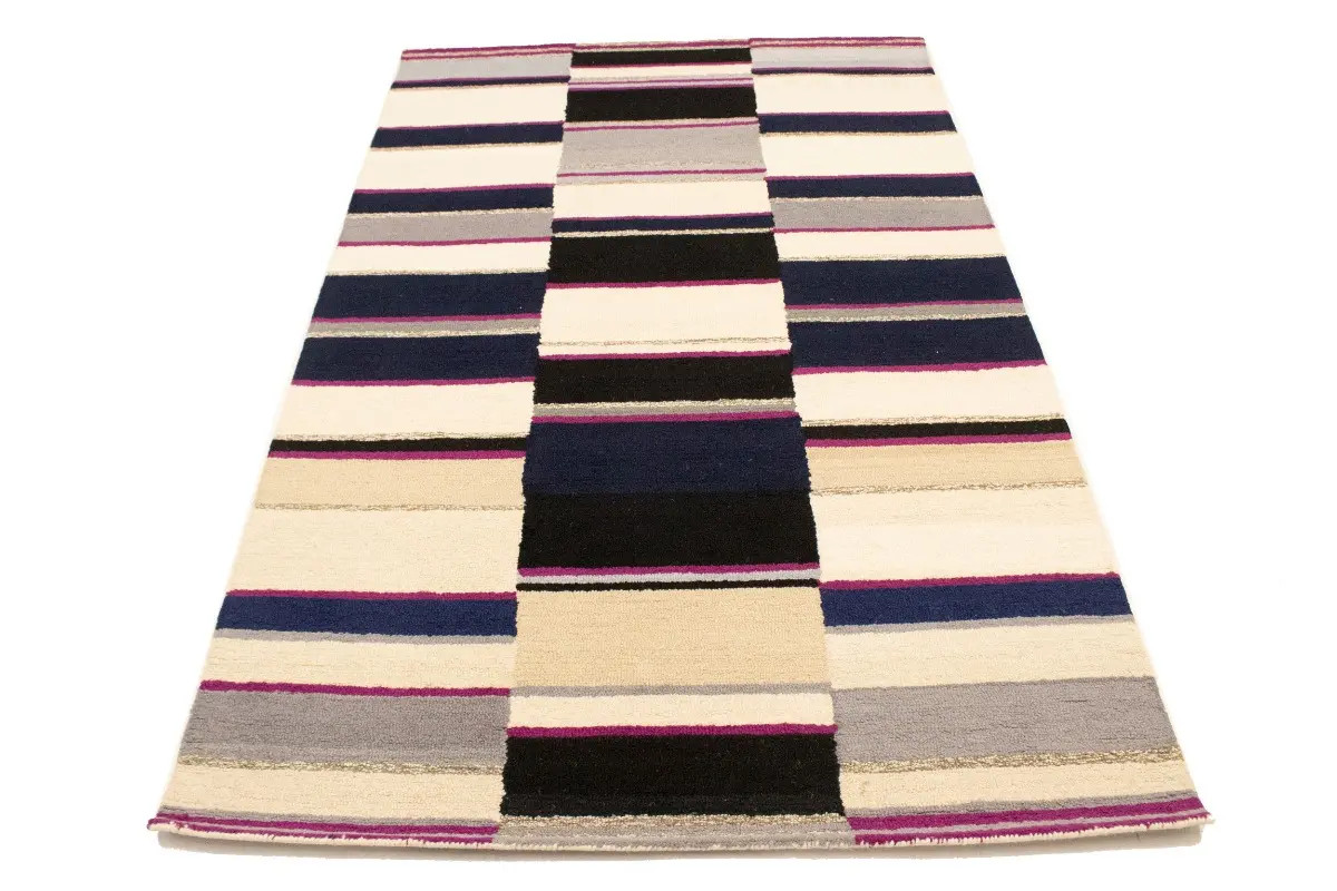 Multicolored 5×8 Hand-Tufted Contemporary Rug Carpet with Geometric Stripes