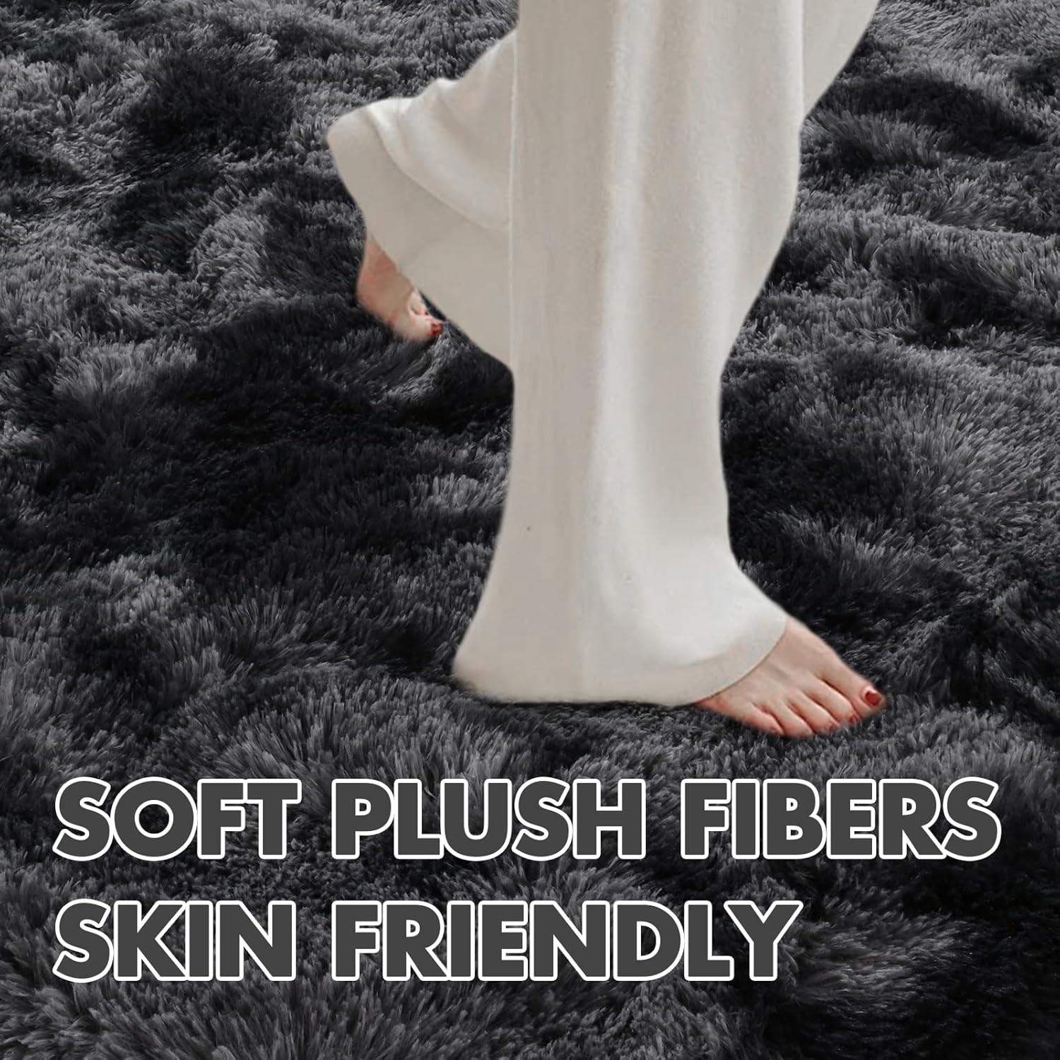 6X9 Ft Large Shag Rugs for Living Room Decor, Tie-Dyed Ultra Soft Fluffy Furry A