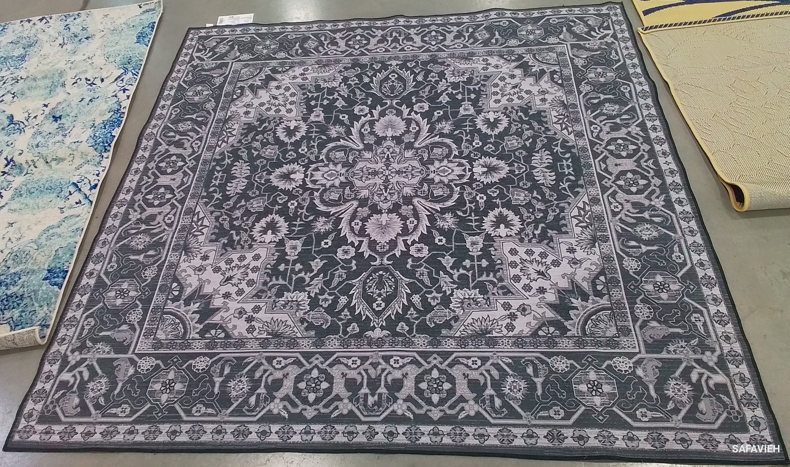 BLACK / BEIGE 6′-0″ x 6′-0″ Back Stain Rug, Reduced Price 1172799804 TSN147Z-6SQ