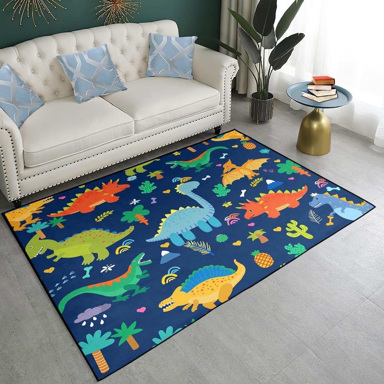 Cartoon Dinosaur Area Rugs Lovely Dinosaur Carpet Rugs for Boys Kids Blue Cut…