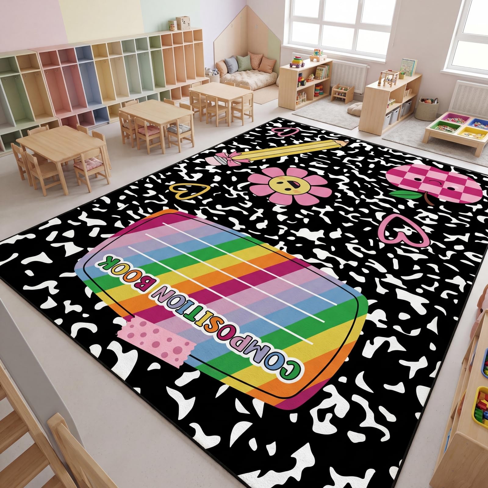 Breling 4 x 6 ft Large Composition Notebook Classroom Rug Elementary, Back to…