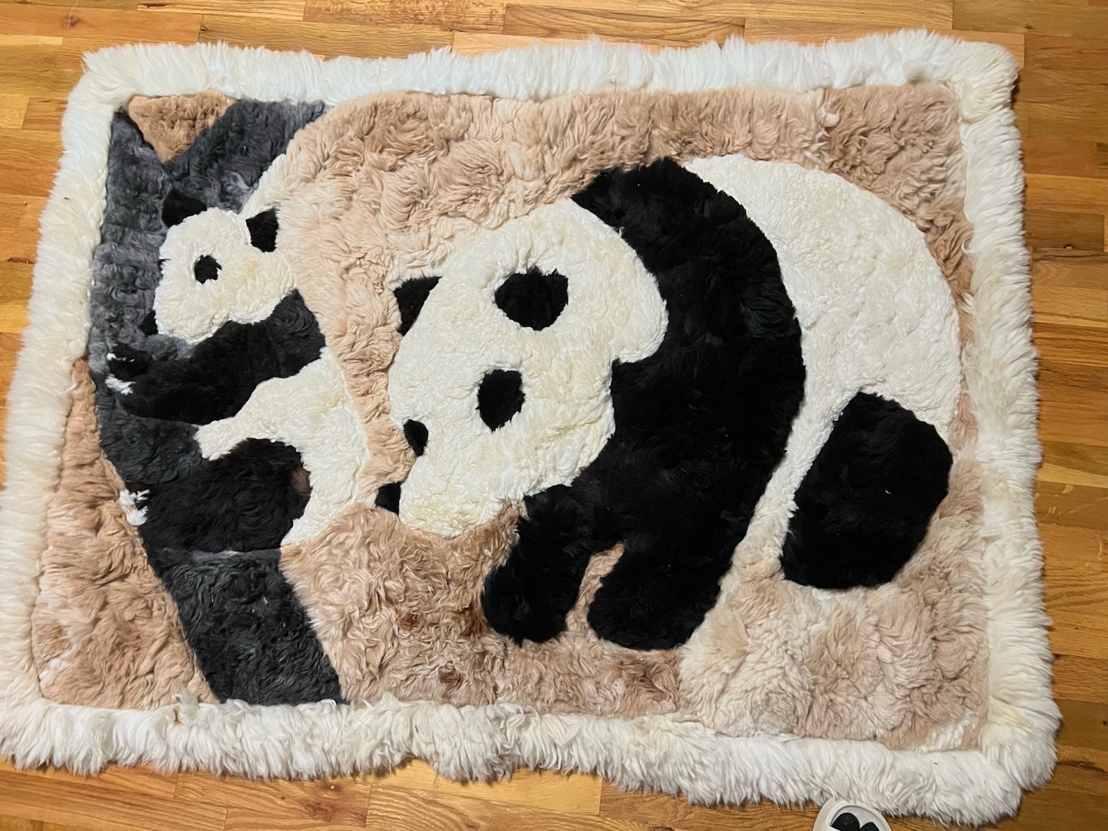 Handmade Panda Hide Area Rug + 2 Pillow Covers – Ecuador Import – Unused