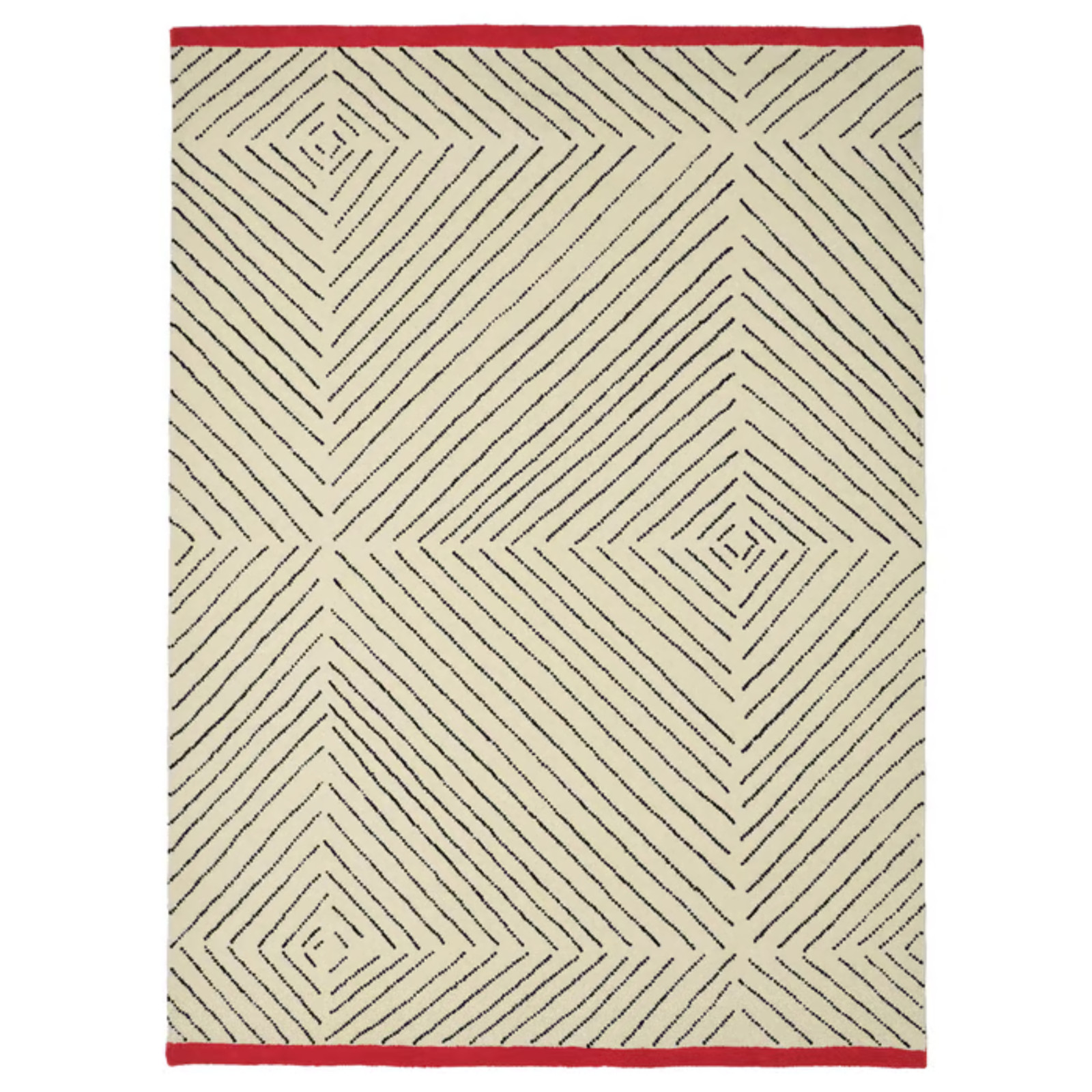 Modern Hand Tufted Wool Rug Cream Black Geometric Diamond Design 8X10,9X12,10X12