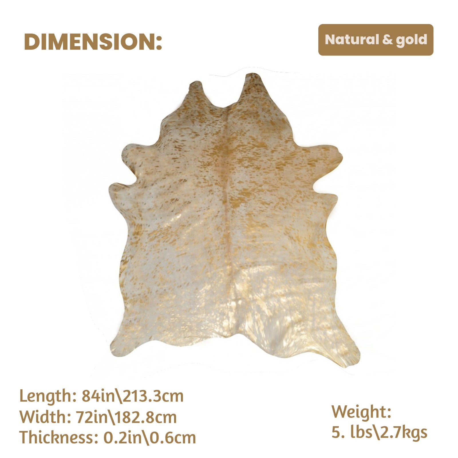 Natural and Gold Scotland Cowhide Rug | Genuine Cowhide | Safari Style Home Déco