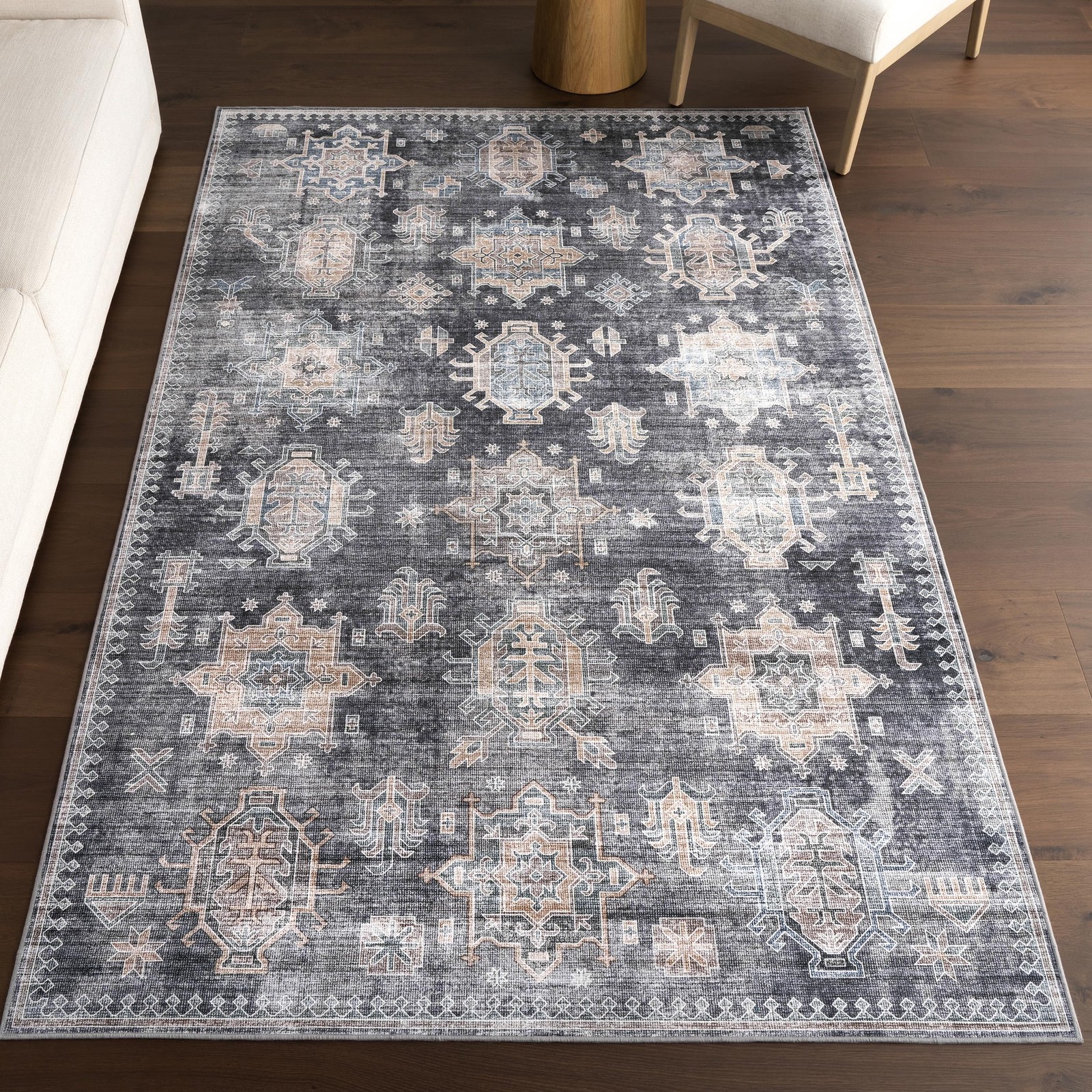 Nuloom Splashguard Philomena Charcoal/Beige Runner 2’6″ x 8′