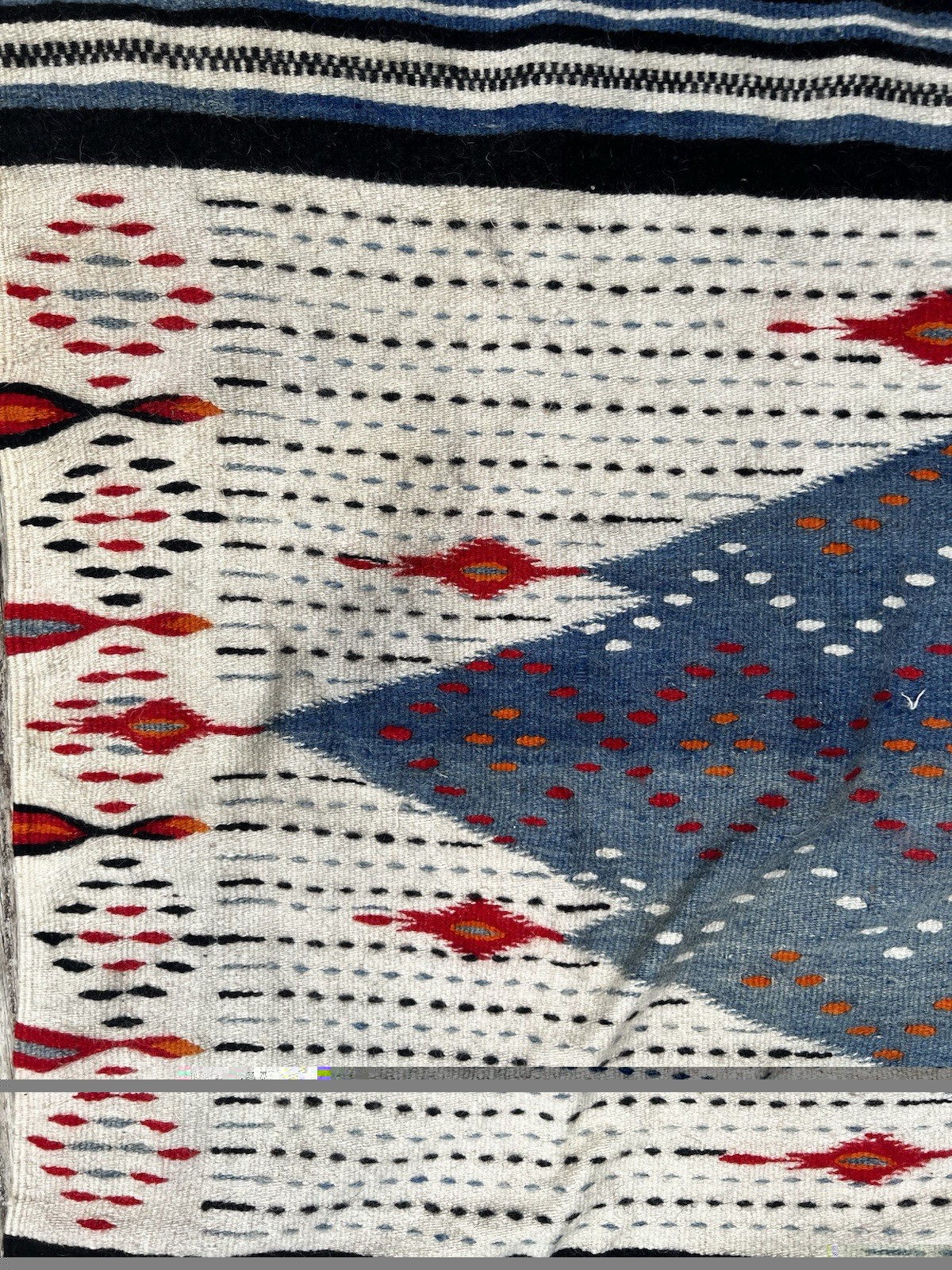 Vtg Hand-Woven Wool Large Throw Rug Tapestry Southwestern Peruvian 6×4.5 ft Boho