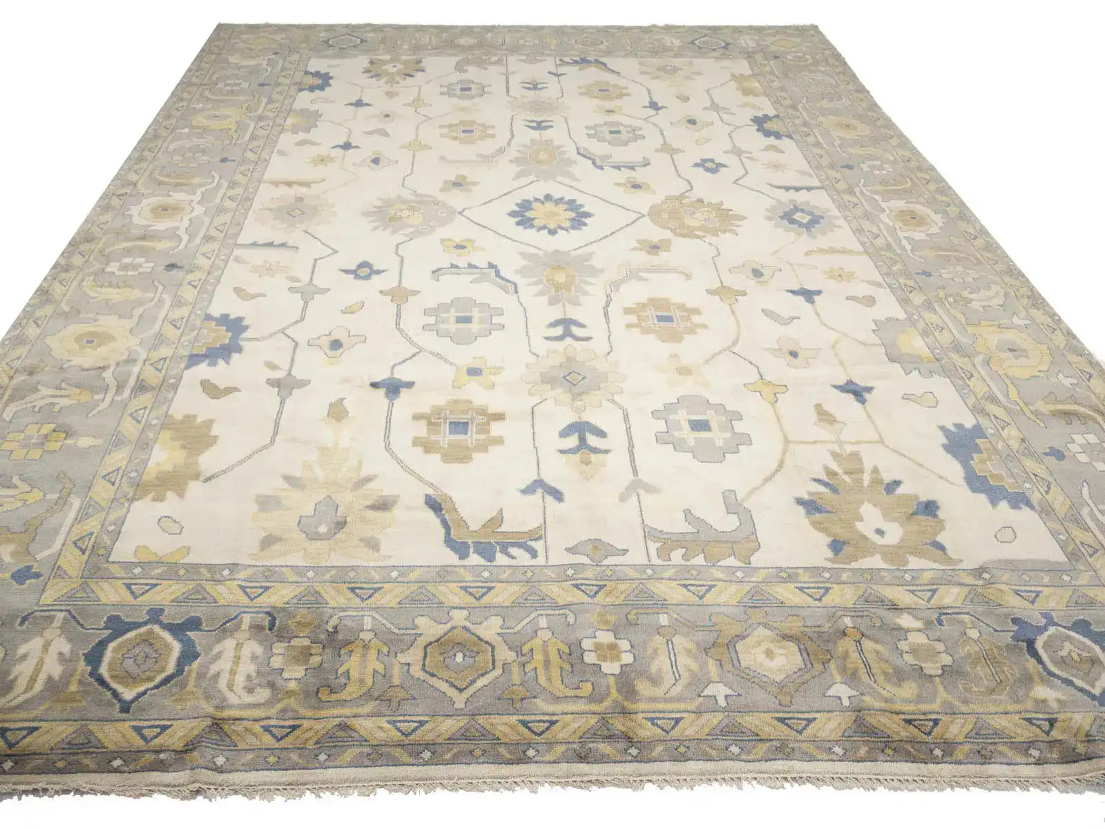 14×20 Hand-Knotted Floral Oushak Oriental Wool Rug Extra Large Decor Carpet