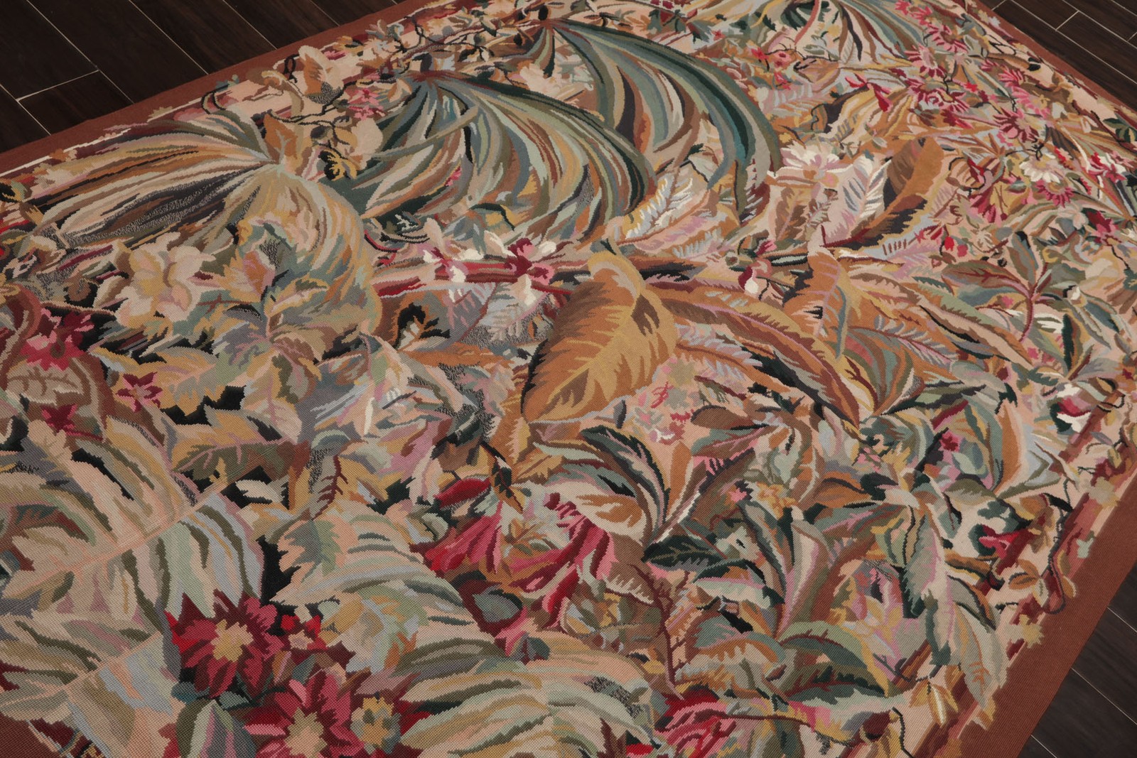 5’9”x8’10” Hand Woven Wool Ivory French Aubusson Tapestry Traditional Rug