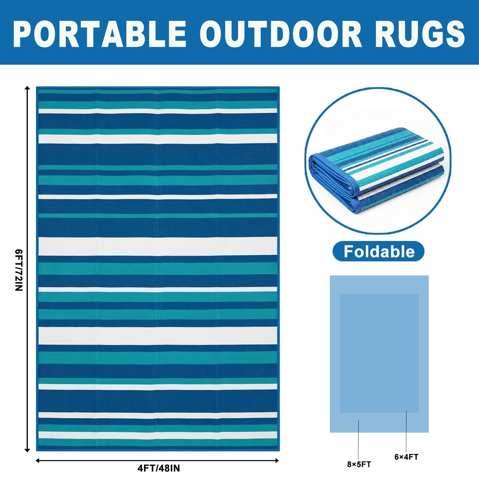 Outdoor Rug Camping Essentials – 4×6 FT Outdoor Plastic Straw Rug for Patio C…