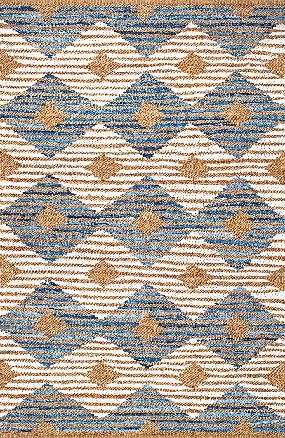 Rug Natural Marla Denim Jute Braided Diamond Handwork Carpet Area Loom Rug