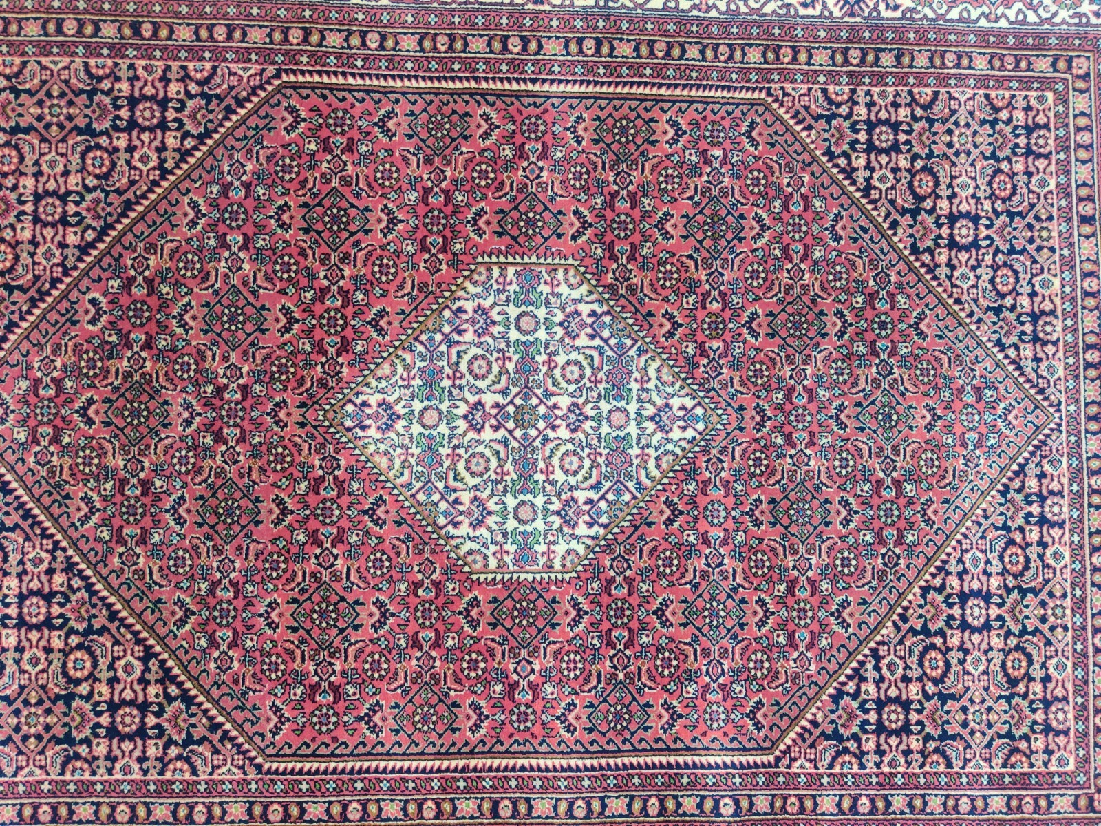 Vintage Hand Knotted Area Rug 100% Wool Red CreBijar Medallion 140×200 cm
