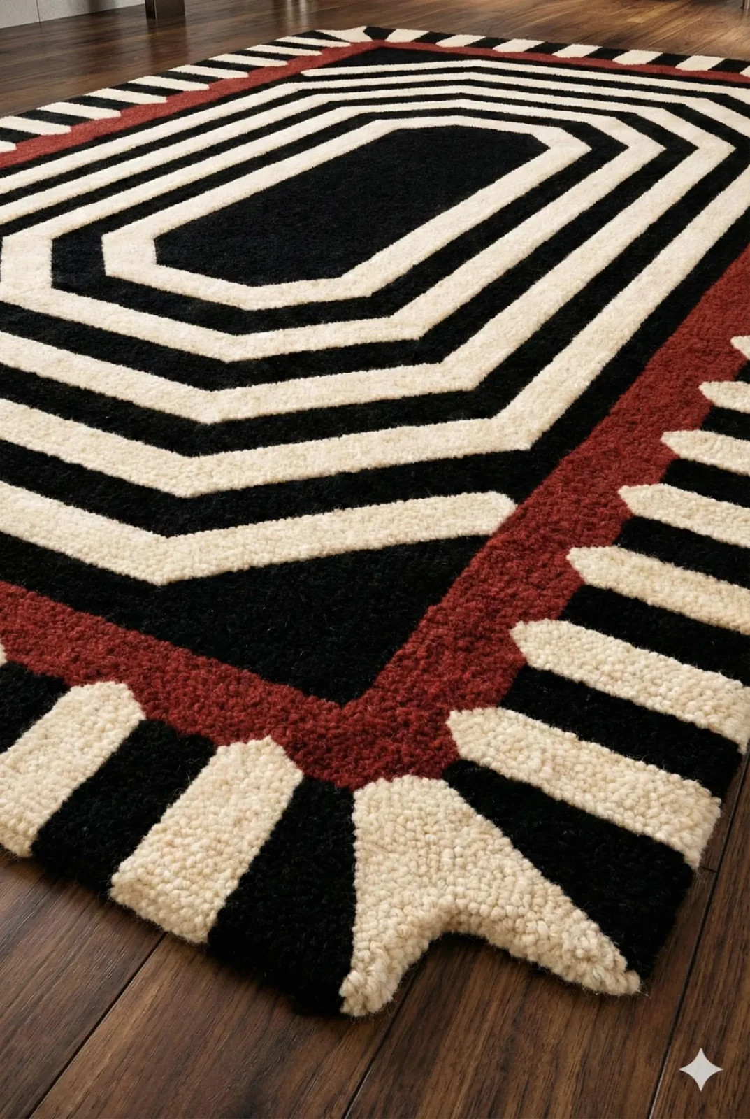 Hand Tufted Wool Rug Modern Geometric Area Rug Abstract Mid Century Handmade Rug
