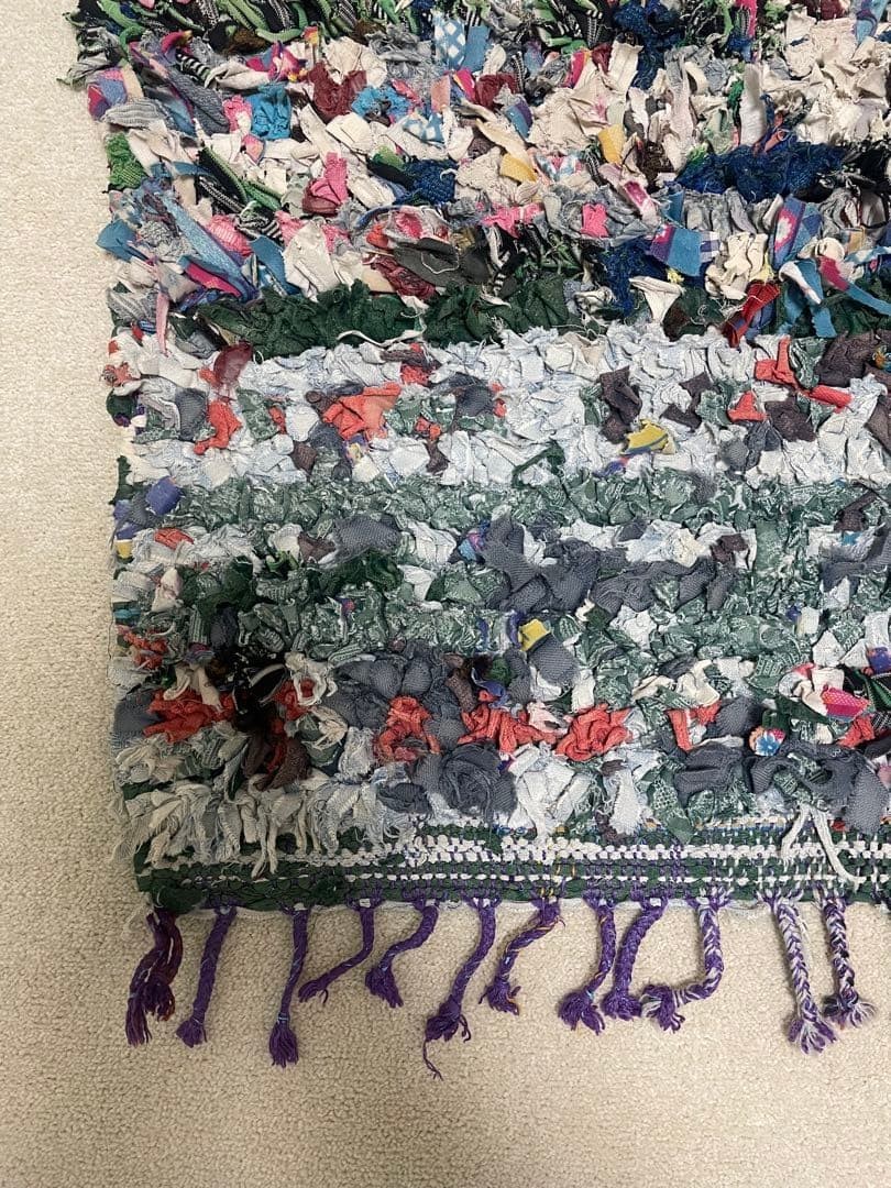 Moroccan Boucherouite rug Cotton Handmade Multicolor Interior 54.3×28.7″
