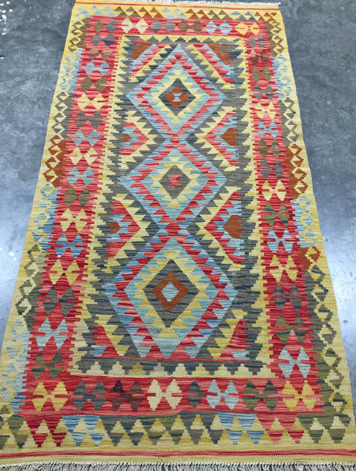 Wool Kilim Southwestern Hand woven Flat Weave Reversible 3’3×6’6 rug # 2 . *NEW*