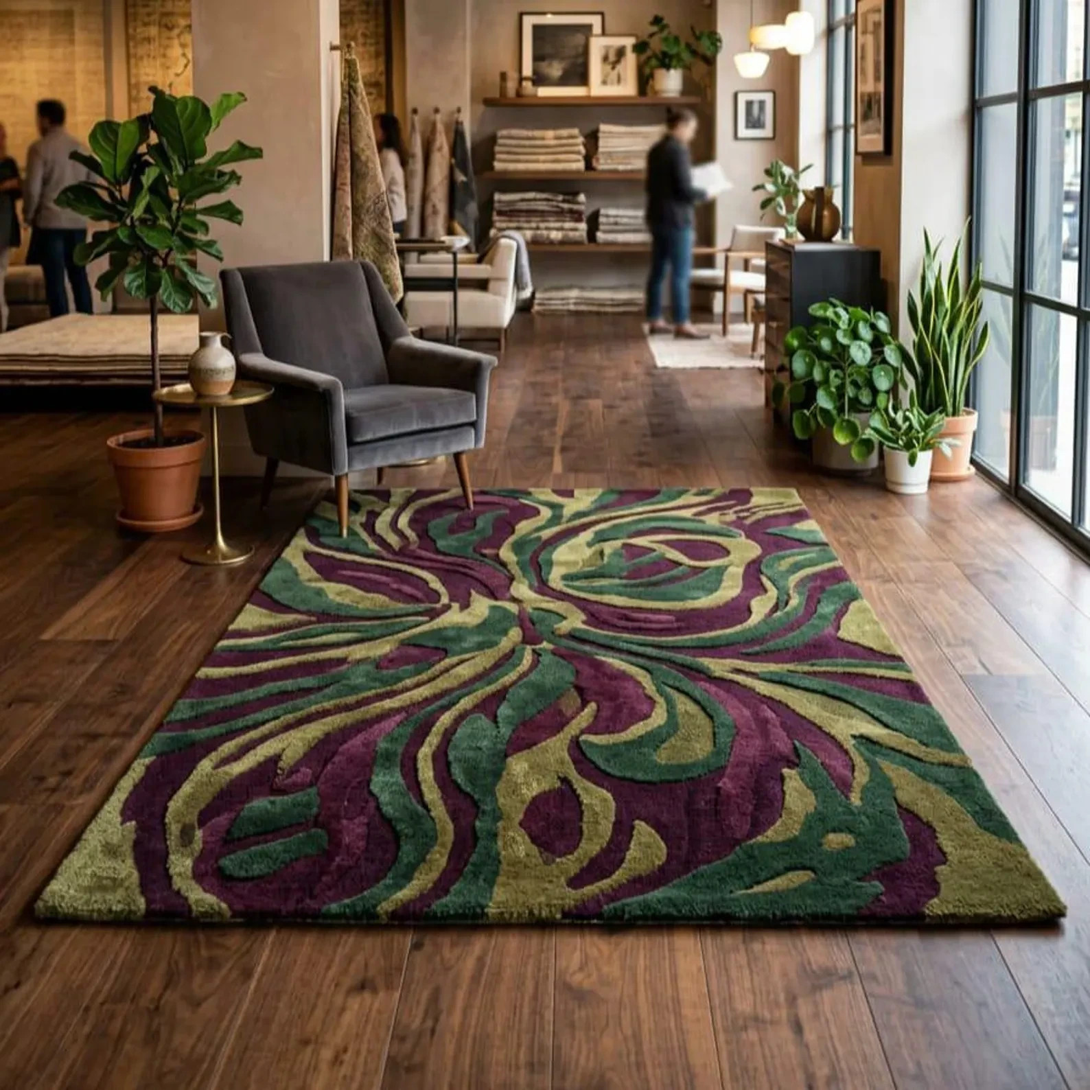 Premium Hand Tufted Woolen Carpet Luxury Modern Area Rug Living Room Abstract