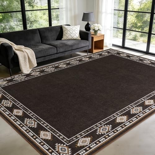 Large Area Rug for Bedroom Living Room, 5×7 Feet Ultra Soft Brown Rugs