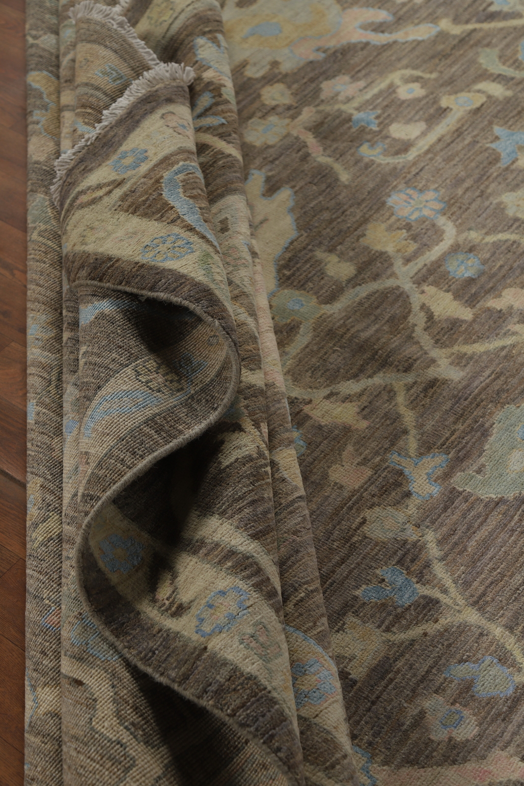 Vegetable Dye All-Over Pattern Oushak Wool Handmade Rug 9×12 ft Turkish Carpet