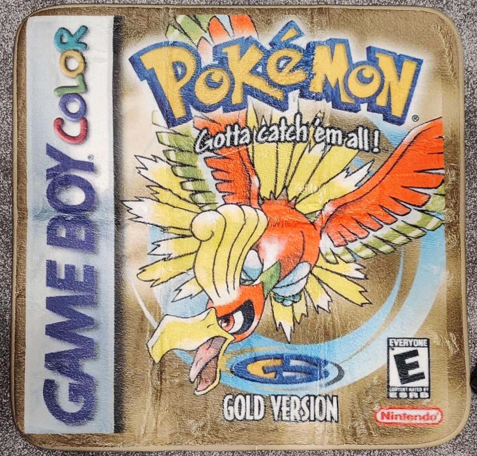 Gameboy Color Pokémon Gold Rug 24”x23” Brand New