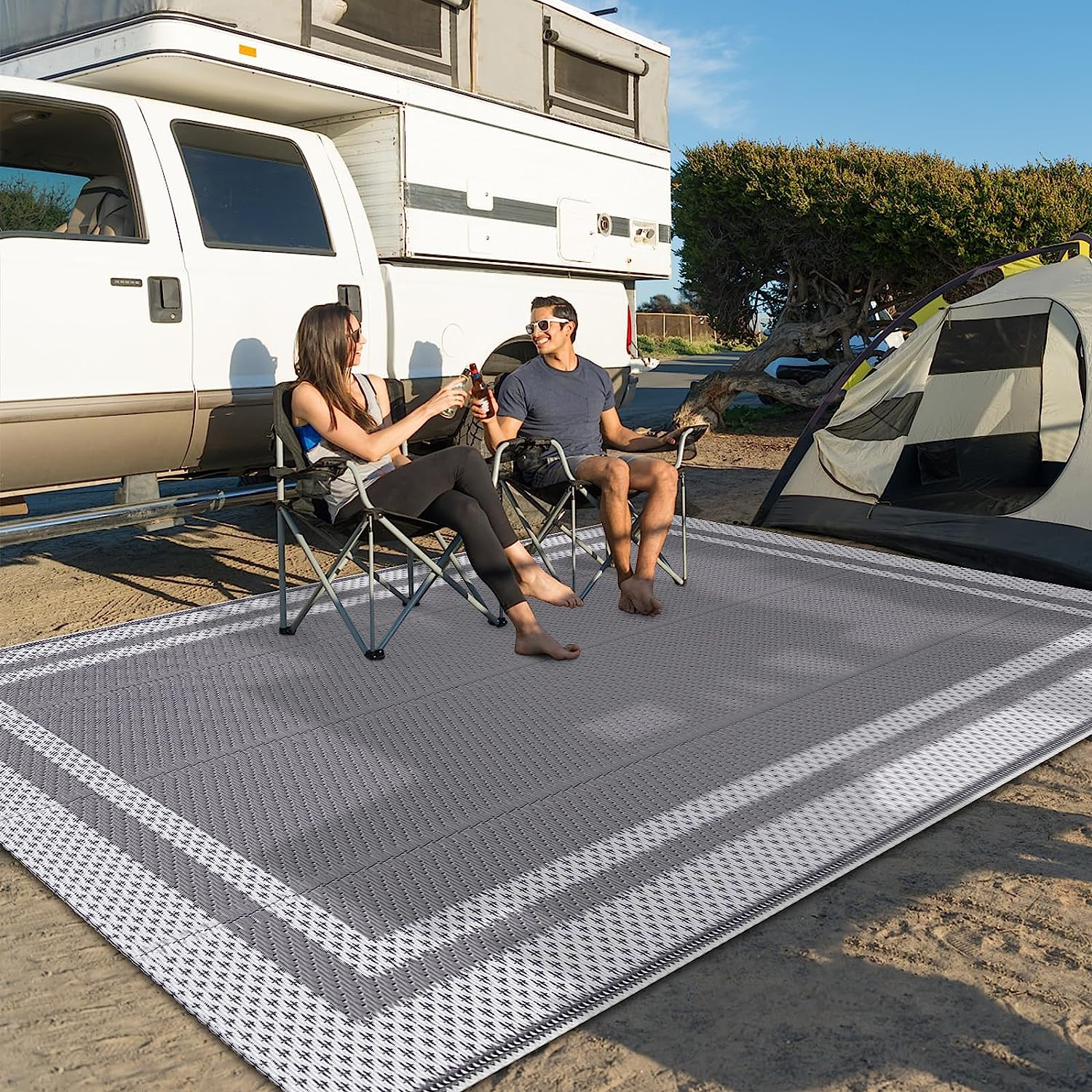 Reversible Outdoor Rug – Waterproof Camping Mat for Patio & Deck (8’X10′)