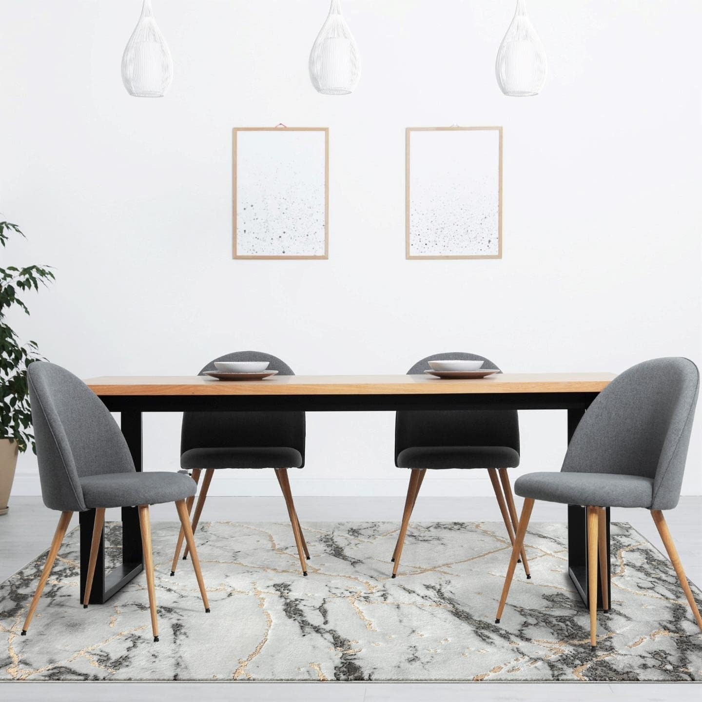 Elegant Ivory Gold 6×9 Abstract Marble Area Rug for Luxurious Spaces